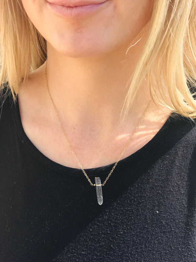 Single Quartz Crystal Necklace – Gold Filled, Wire Wrapped, Choose Your Length, Made to Order