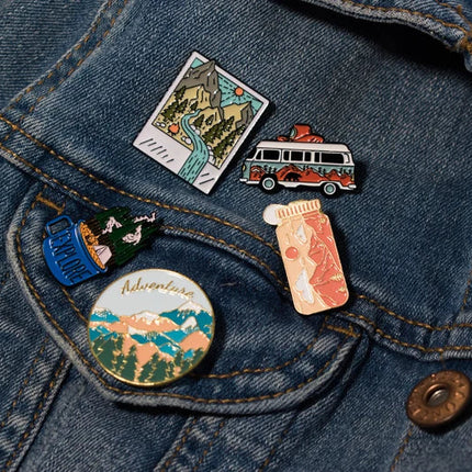 Outdoor Adventure Enamel Pin – Mountain Landscape Pin