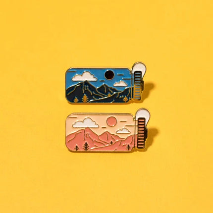 Outdoor Adventure Enamel Pin – Mountain Landscape Pin