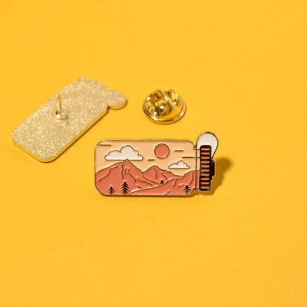 Outdoor Adventure Enamel Pin – Mountain Landscape Pin