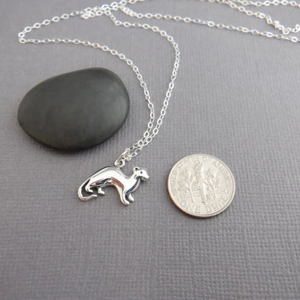 Tiny Ferret Necklace – Sterling Silver Pet Charm on 16" Chain