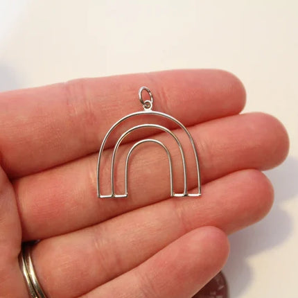 Openwork Rainbow Arch Necklace – Sterling Silver Wire Pendant on 18" Chain