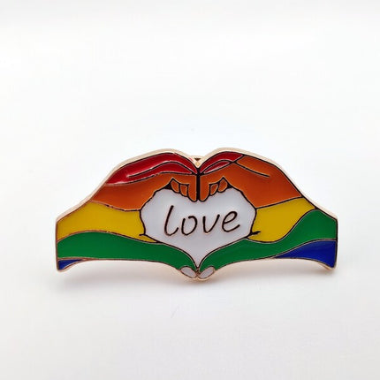Love Hands Rainbow Enamel Pin – Heart-Shaped Pride & Allyship Accessory