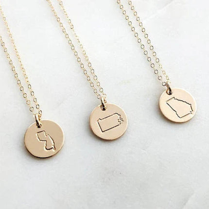 Hand Stamped State Necklace
