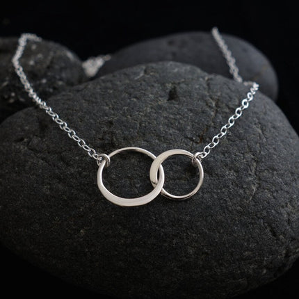 Two Linked Gold Circles Necklace – 18" Chain