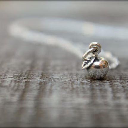 Tiny Apple Charm - Sterling Silver Necklace