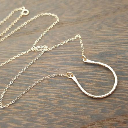Gold Filled Horseshoe Necklace – Handmade Good Luck Pendant, 14K Yellow Gold Filled Chain
