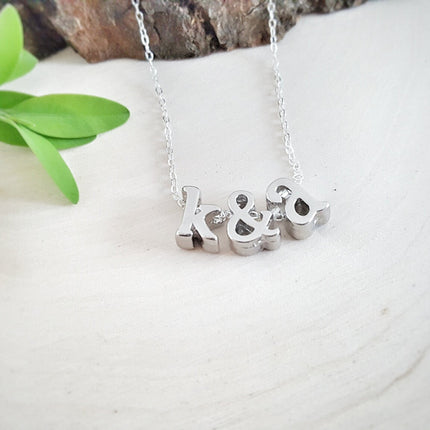 Two Initial Necklace -  Couples Initials Ampersand Necklace Personalized Necklace