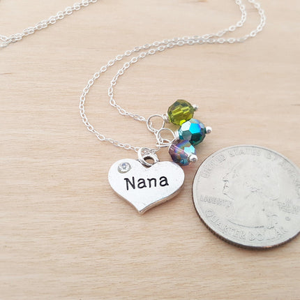 Nana Necklace - Grandmother Birthstone Necklace - Choose Your Birthstone - Sterling Silver Necklace - Multi Birthstone Necklace - Gift Idea