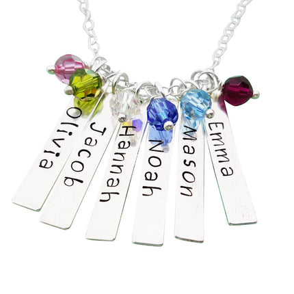 Family Names - Hand Stamped Name Bar Personalized Sterling Silver Necklace