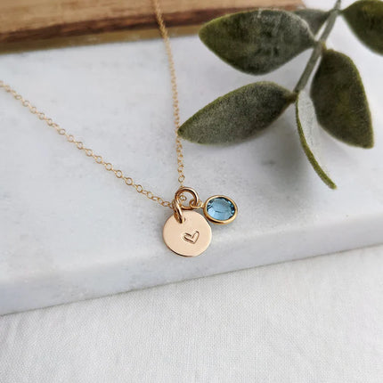 Mom Heart & Birthstone Necklace – Personalized Family Necklace