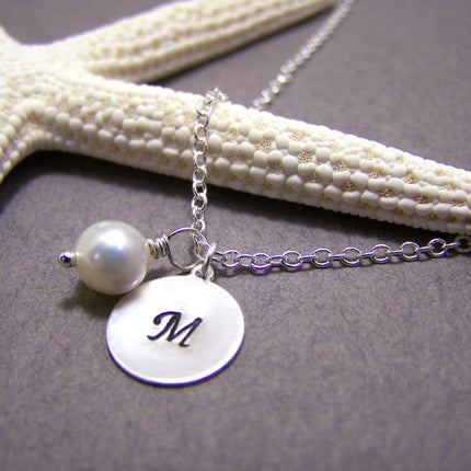Monogrammed Freshwater Pearl Bridesmaid Necklace