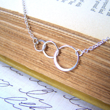 Triple Circle Sterling Silver Eternal Love Necklace / Gift for Her