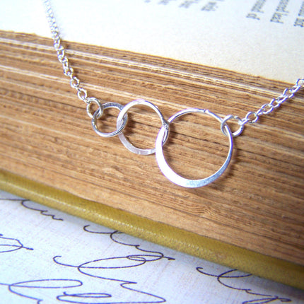 Triple Circle Sterling Silver Eternal Love Necklace / Gift for Her