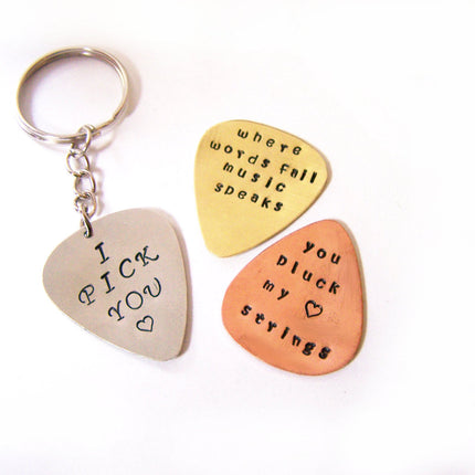 Hand Stamped Te Amo Guitar Pick