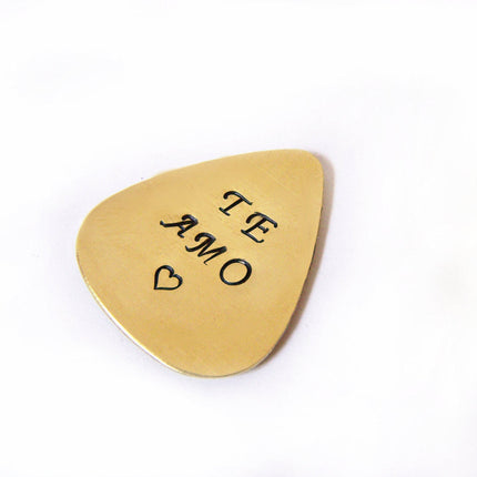 Hand Stamped Te Amo Guitar Pick