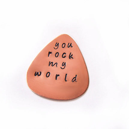 Hand Stamped Te Amo Guitar Pick