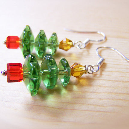 Swarovski Crystal Christmas Tree Sterling Silver Earrings