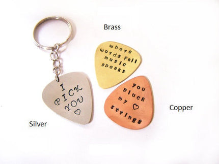 Custom Hand Stamped Guitar Pick / Gift for Him