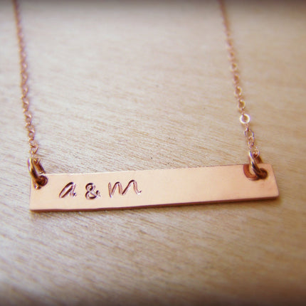 Hand-stamped Initial Bar Minimalist Necklace