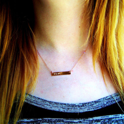 Hand-stamped Initial Bar Minimalist Necklace