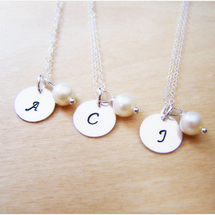 Monogrammed Freshwater Pearl Bridesmaid Necklace