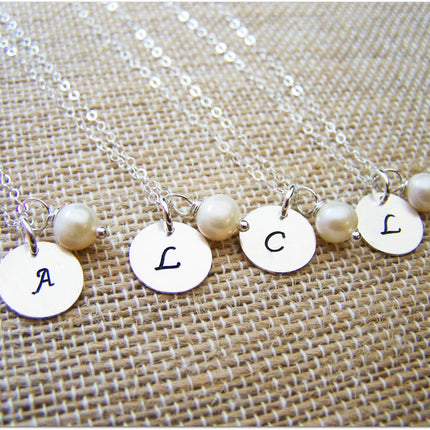 Monogrammed Freshwater Pearl Bridesmaid Necklace
