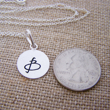 Silver Script Hand Stamped Initial Personalized Sterling Silver Necklace