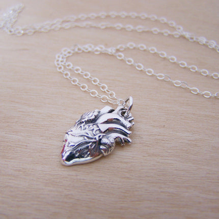 Sterling Silver Anatomical Heart Necklace – Realistic Heart Charm for Medical Professionals & Students
