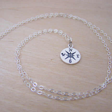 Sterling Silver Compass Necklace