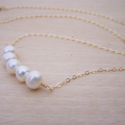 Freshwater Pearl Bar Necklace, 14k Gold Filled - As Seen in Tough Apparel Commercial