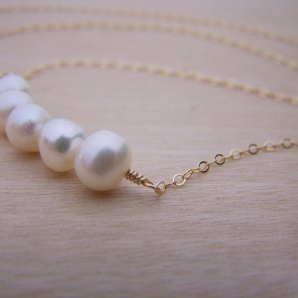 Freshwater Pearl Bar Necklace, 14k Gold Filled - As Seen in Tough Apparel Commercial