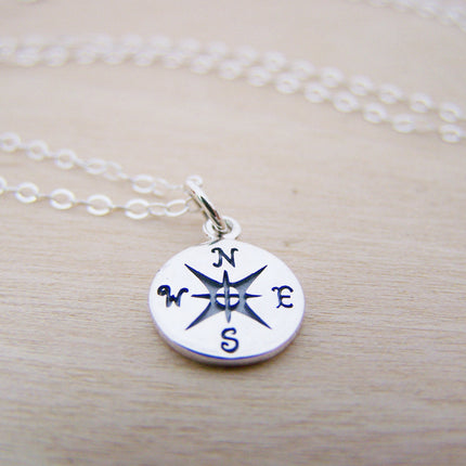 Sterling Silver Compass Necklace