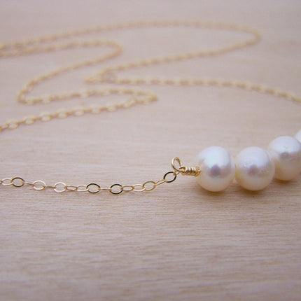 Freshwater Pearl Bar Necklace, 14k Gold Filled - As Seen in Tough Apparel Commercial