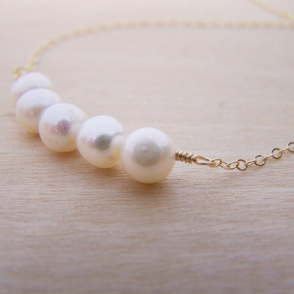 Freshwater Pearl Bar Necklace, 14k Gold Filled - As Seen in Tough Apparel Commercial