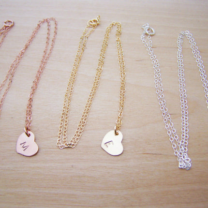Tiny Heart Initial Necklace – Personalized Sterling Silver or Gold Filled