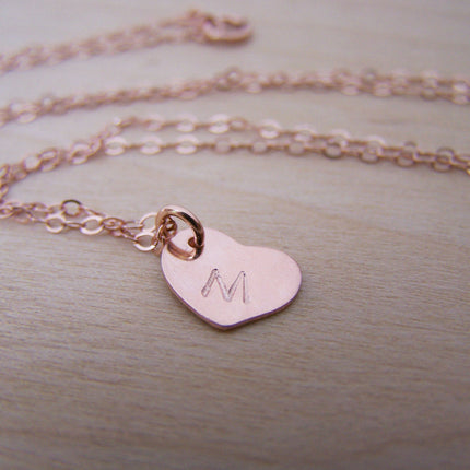 Tiny Heart Initial Necklace – Personalized Sterling Silver or Gold Filled