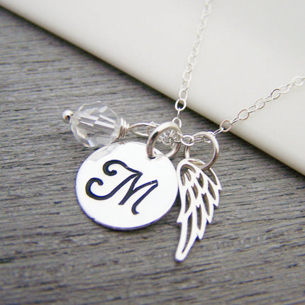 Angel Wing and Pearl Necklace – Memorial Jewelry & Sympathy Gift in Sterling Silver