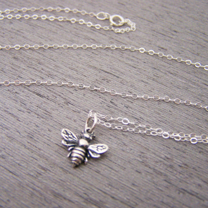 Tiny Sterling Silver Bumblebee Necklace – Simple Everyday Bee Charm Jewelry