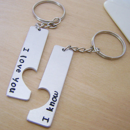 I Love You I Know Half Heart Key Couples Chain Set