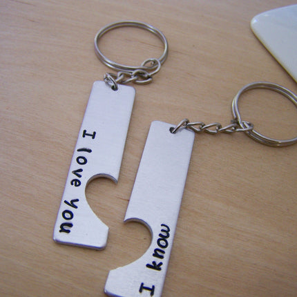 I Love You I Know Half Heart Key Couples Chain Set