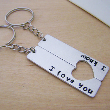 I Love You I Know Half Heart Key Couples Chain Set