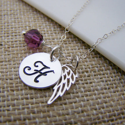 Angel Wing and Pearl Necklace – Memorial Jewelry & Sympathy Gift in Sterling Silver