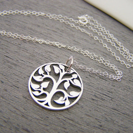 Tree of Life Cut Out Charm Sterling Silver Necklace Simple Jewelry / Gift for Her