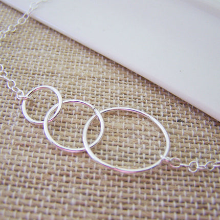 Three Circle Link Sterling Silver Necklace