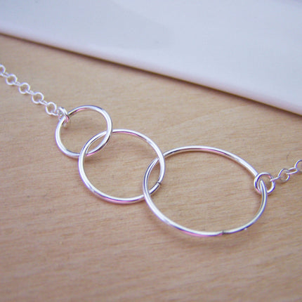 Three Circle Link Sterling Silver Necklace