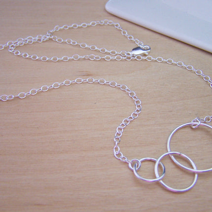 Three Circle Link Sterling Silver Necklace