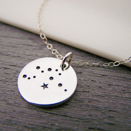 Aquarius Zodiac Constellation Sterling Silver Necklace