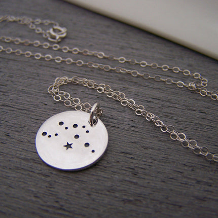 Aquarius Zodiac Constellation Sterling Silver Necklace
