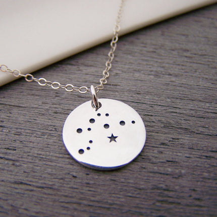 Aquarius Zodiac Constellation Sterling Silver Necklace